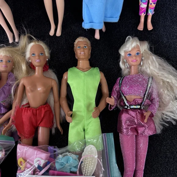 Lot Of Vintage Barbie And Ken Dolls With Accessories